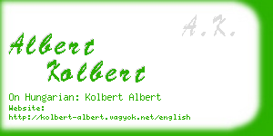 albert kolbert business card